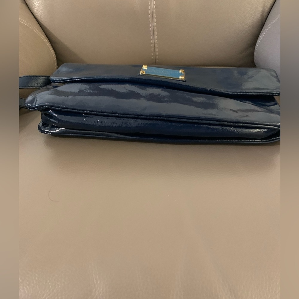 Marc by Marc Jacobs Womens Workwear Patent Leather Blue Bag 11.5 x 6.5 inches​ - Picture 4 of 9